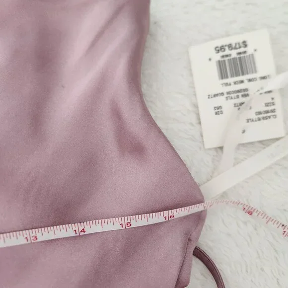 Galina Signature Pink Quartz Satin Long Cowl Neck Dress Size 4 NWT - Picture 8 of 9